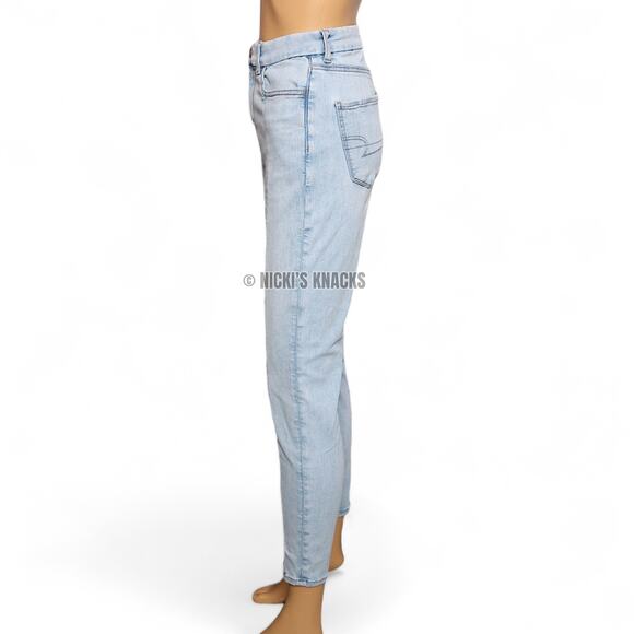 American Eagle Women's Light Wash Curvy Hi-Rise Jegging Split Hem Size 8 - Picture 3 of 11